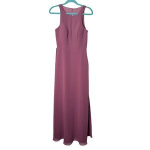 NWT Azazie Aubree Maxi Gown Womens Size 6 Mauve Chiffon‎ Sheer Bridesmaid Formal